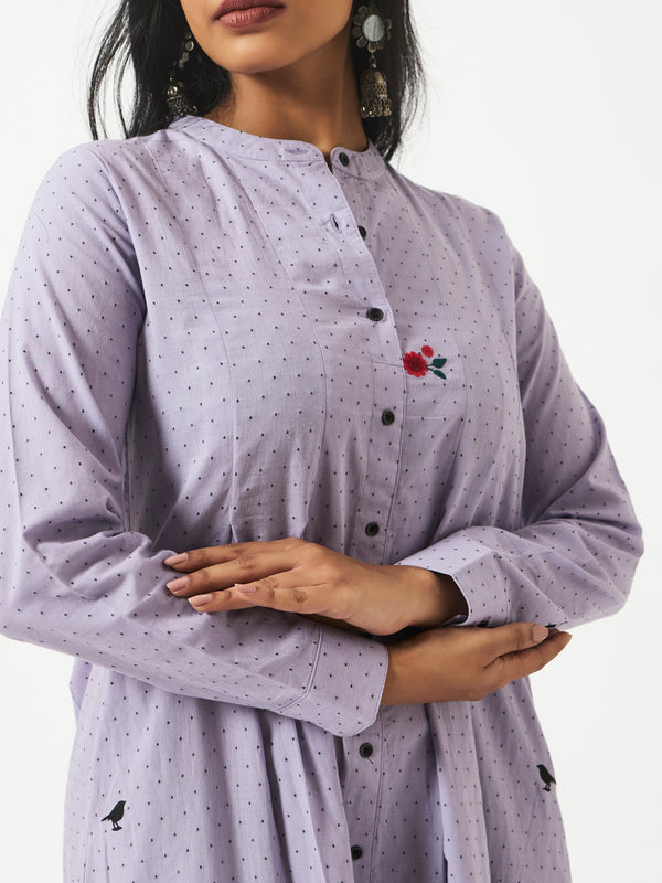 Organic cotton Lavender dobby Mandarin collar Dress - MSG57ALVDBY