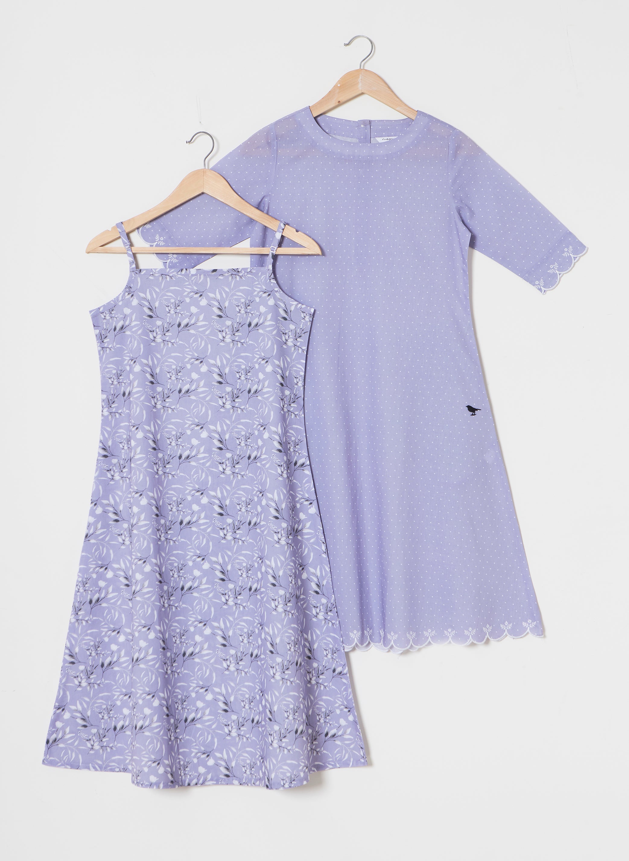 Organic Cotton Lavender Printed Layered Dress-MSG06LVD