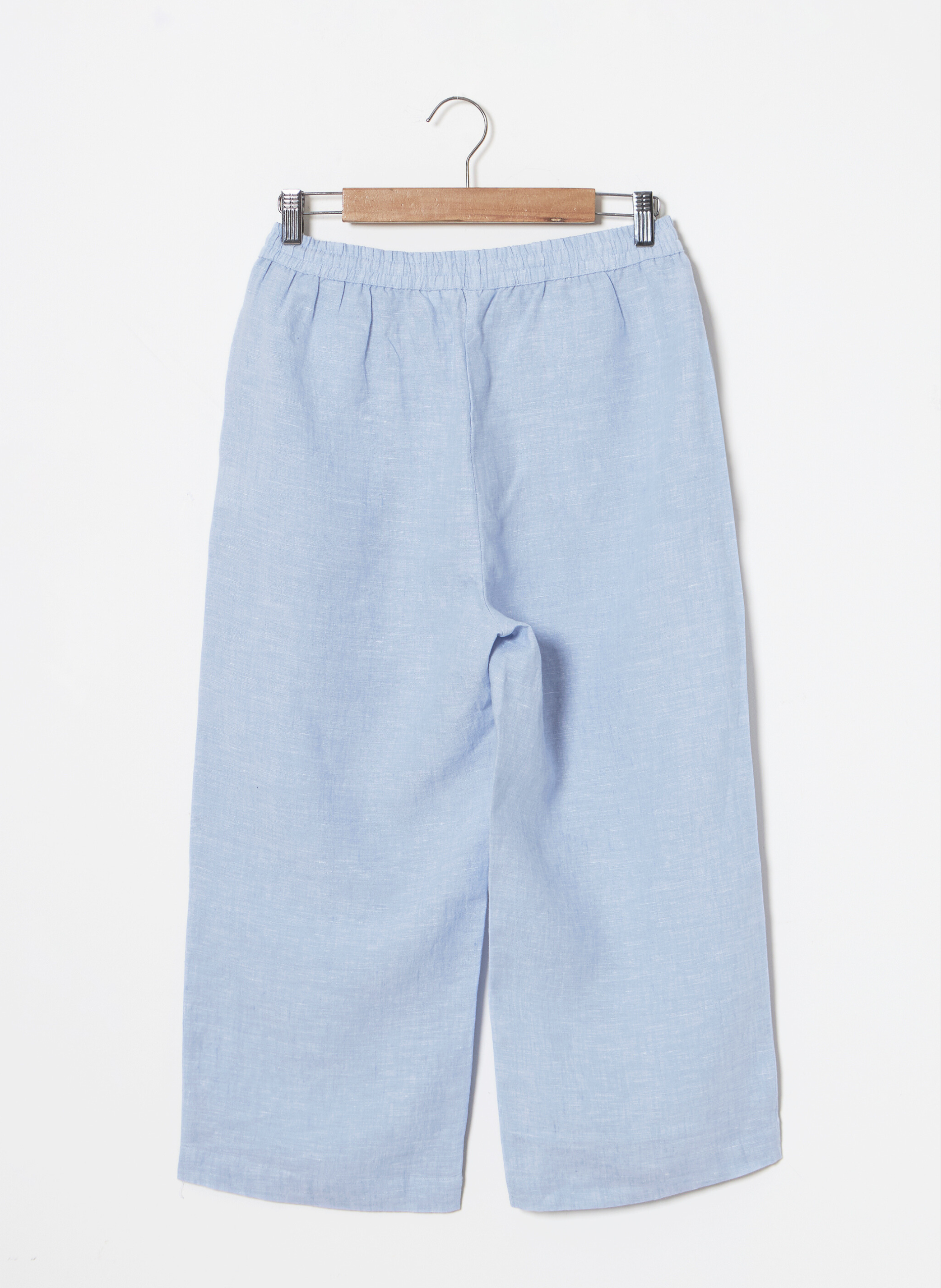 100% Linen Light Blue Parallel Pants-MSGRT2031BL-BTM
