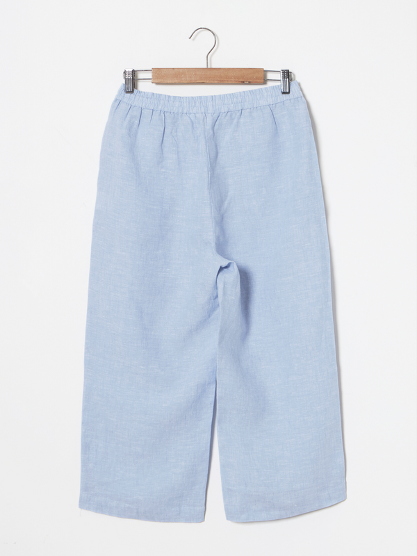100% Linen Light Blue Parallel Pants