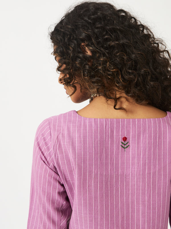 Organic Light Purple Cotton Dobby Kurta and Skirt Combo - MSGCS5501/502DR