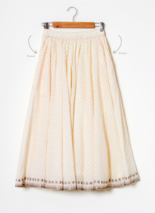 Off-white Polka Dot Cotton halter neck kurta and skirt