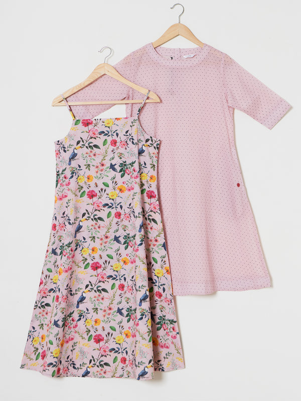 Mosegi-Pink Cotton Layered Dress