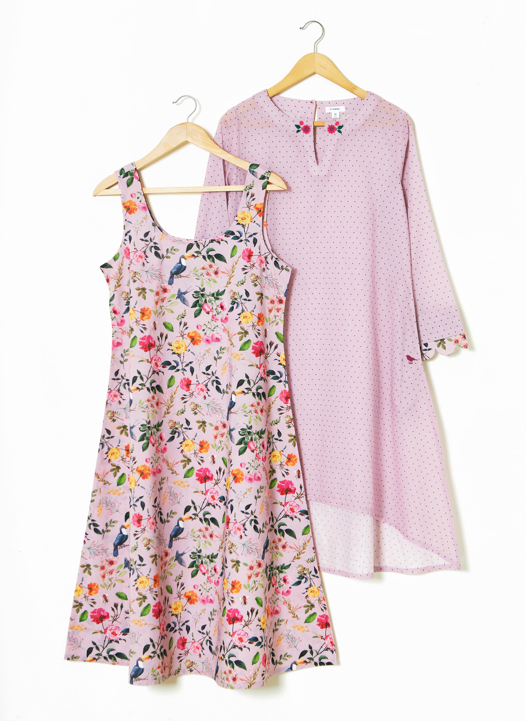 Mosegi-Light Pink Digital Printed Layered Dress