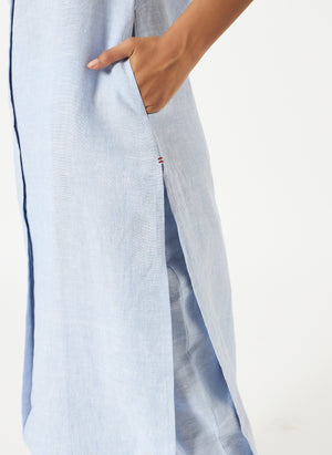 Mosegi-Linen Blue solid Kurta and pant