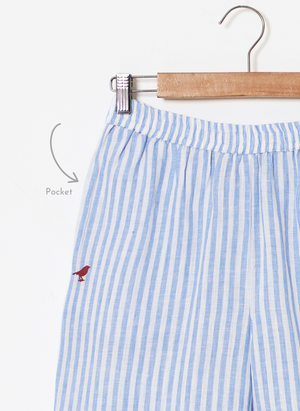 Mosegi-Linen Blue Stripes Pant