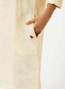 Mosegi-Linen Yellow Pin Stripes Dress
