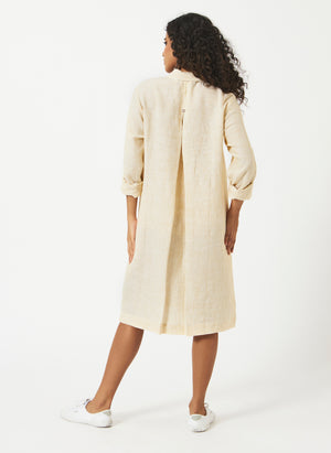 Mosegi-Linen Yellow Pin Stripes Dress