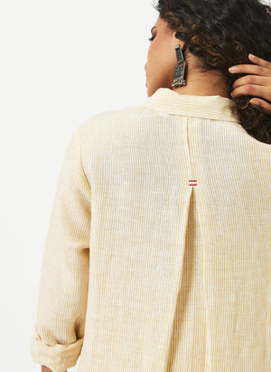 Mosegi-Linen Yellow Pin Stripes Dress