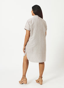 Mosegi-Off-white stripes oversized dress