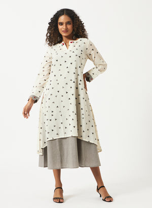 Mosegi-Offwhite Printed Layered Dress