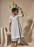 Mosegi-Offwhite Cotton Printed dress