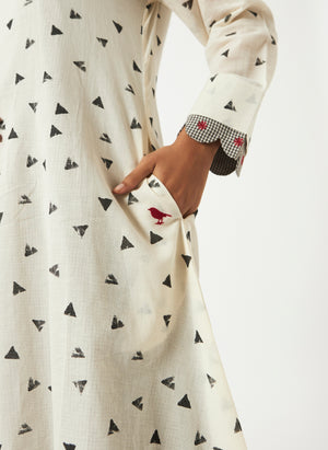 Mosegi-Offwhite Printed Layered Dress