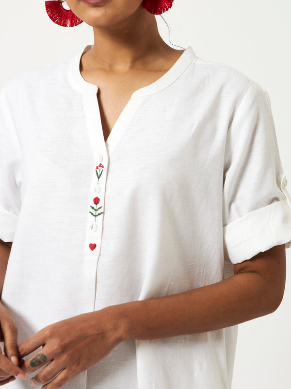 Mosegi-White Midi Dress