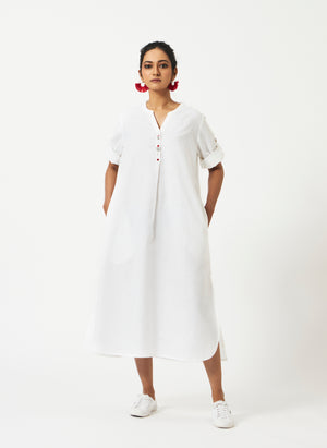 Mosegi-White Midi Dress