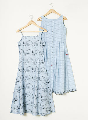 Mosegi- Light Blue Digital Printed Layered