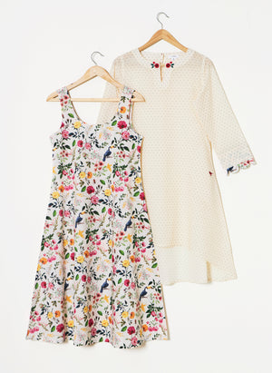 Mosegi- Offwhite Digital Printed Layered Dress