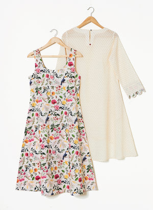 Mosegi- Offwhite Digital Printed Layered Dress