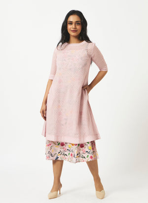 Mosegi-Pink Cotton Layered Dress