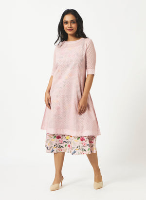 Mosegi-Pink Cotton Layered Dress