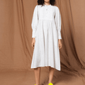 100% Linen White Embroidered Midi Dress – MWA2035