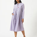 Organic cotton Lavender dobby Mandarin collar Dress - MSG57ALVDBY