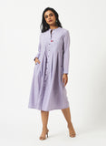 Organic cotton Lavender dobby Mandarin collar Dress - MSG57ALVDBY