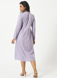 Organic cotton Lavender dobby Mandarin collar Dress - MSG57ALVDBY