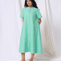 100% Organic Cotton Green Scalloped Midi Dress with Embroidery – MWA20532