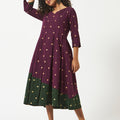 Organic Cotton Purple Dobby Pleated Dress - MSG1050PPLDBY