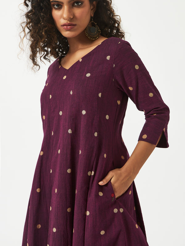 Organic Cotton Purple Dobby Pleated Dress - MSG23CS1050PPLDBY