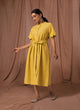 100% Organic Cotton Yellow Scalloped Midi Dress with Embroidery – MWA20533