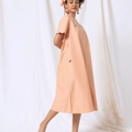 100% Organic Cotton Orange Scalloped Midi Dress with Embroidery – MWA20531