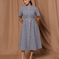 Black Gingham Midi Dress with Pink Embroidery – MWA20534
