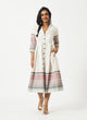 Organic Cotton White Dobby Shawl Collar Pleated Dress - MSG60BWHJCQ