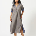 Eco Viscose Blue Duotone Maxi Dress-MSG1053BLDU