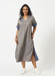 Eco Viscose Blue Duotone Maxi Dress-MSG1053BLDU