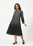 Organic Cotton Black Chambray Ombre Stripe Dress - MSG46GRY