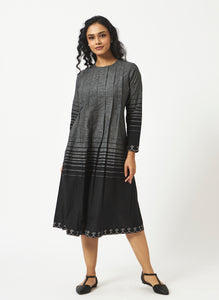 Organic Cotton Black Chambray Ombre Stripe Dress - MSG46GRY