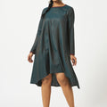 Eco Cotton Viscose Green Duotone Full Sleeve  Dress-MSG49GRN