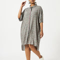 Tencel Green Ditsy Floral Printed Oversized Dress-MSG1035GNMF
