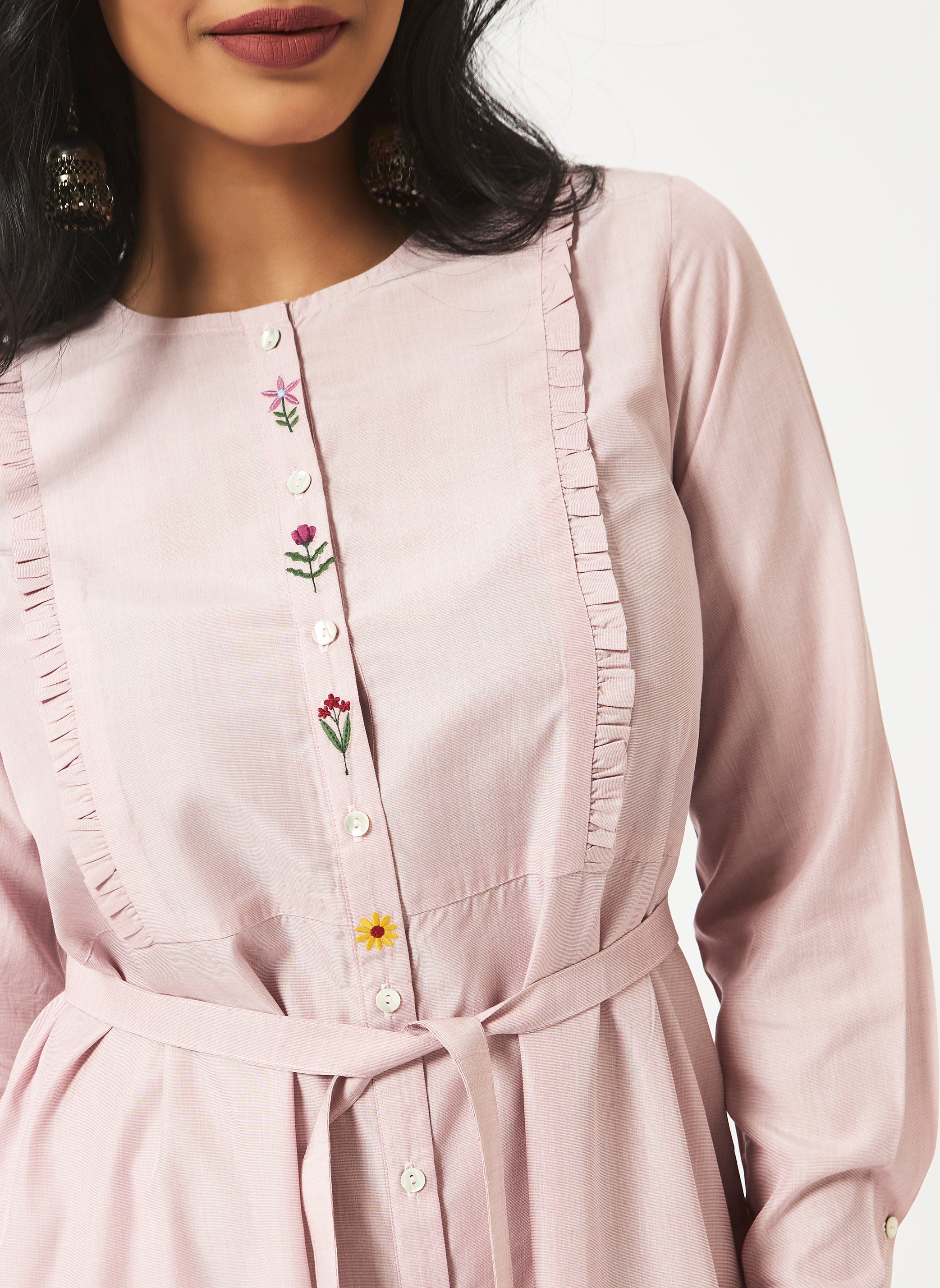 Modal Light Rose full sleeve dress-MSG02DR