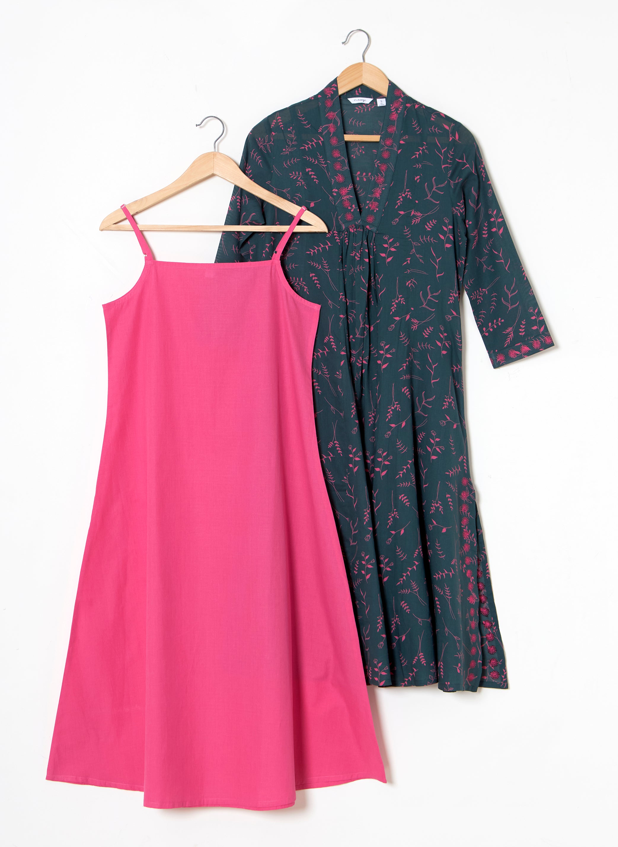 Organic Cotton Green Digital Printed Layered Dress - MSG041GRNP