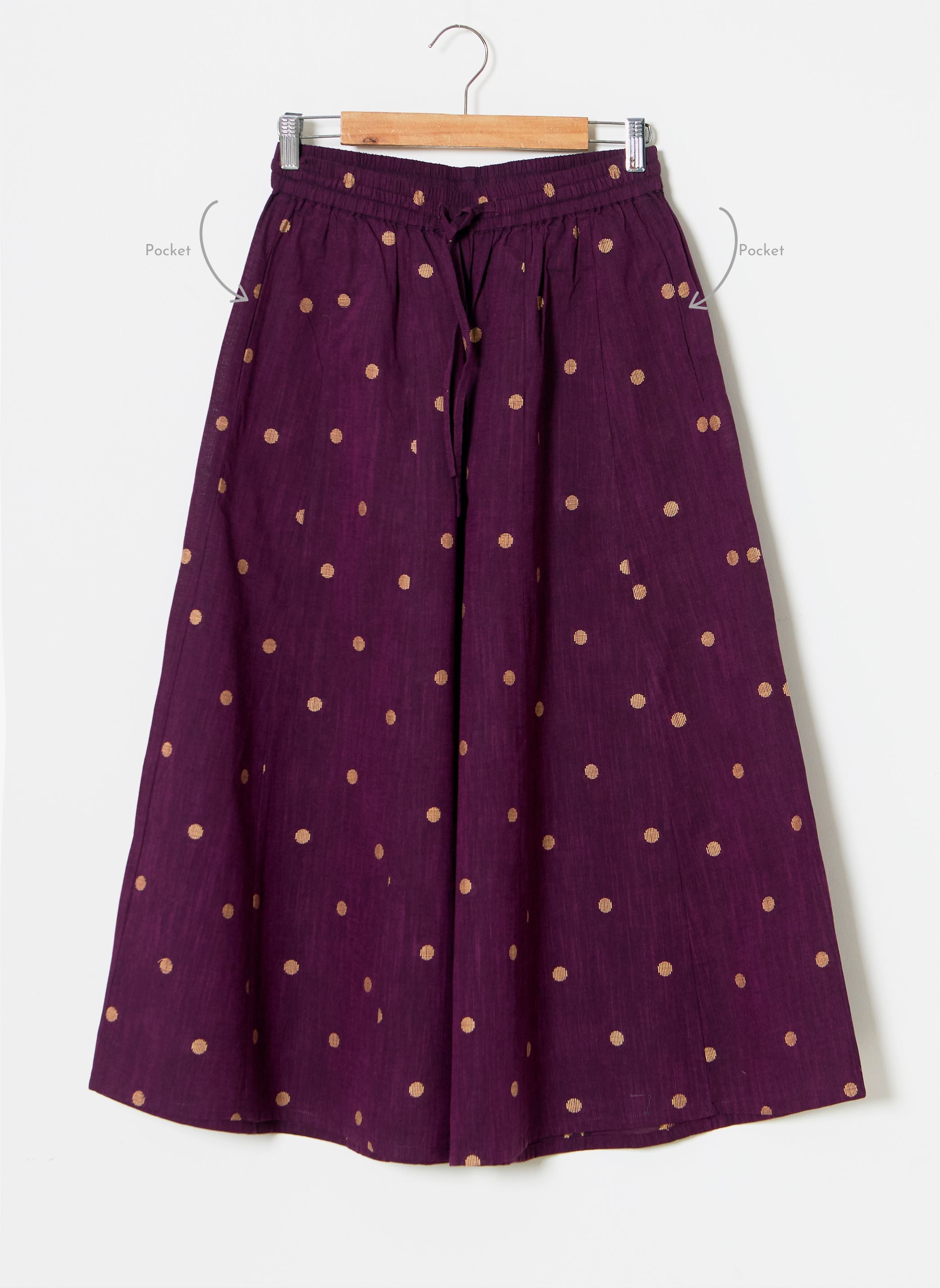 Organic cotton purple dobby palazzo pants with pockets - MSG05BTMPPLDBY
