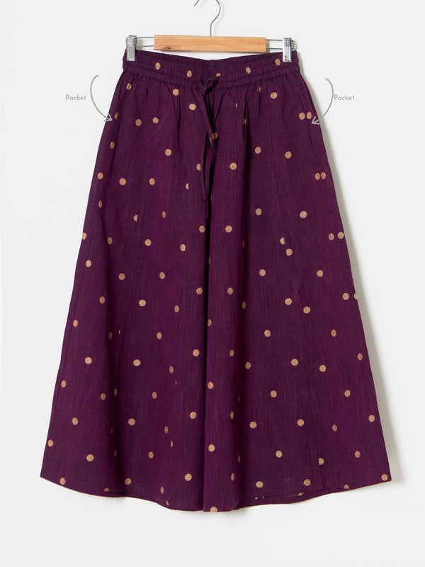 Organic cotton purple dobby palazzo pants with pockets - MSG05BTMPPLDBY
