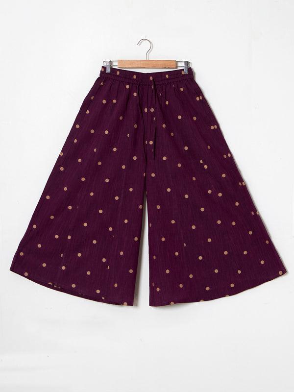 Organic cotton purple dobby palazzo pants with pockets - MSG05BTMPPLDBY