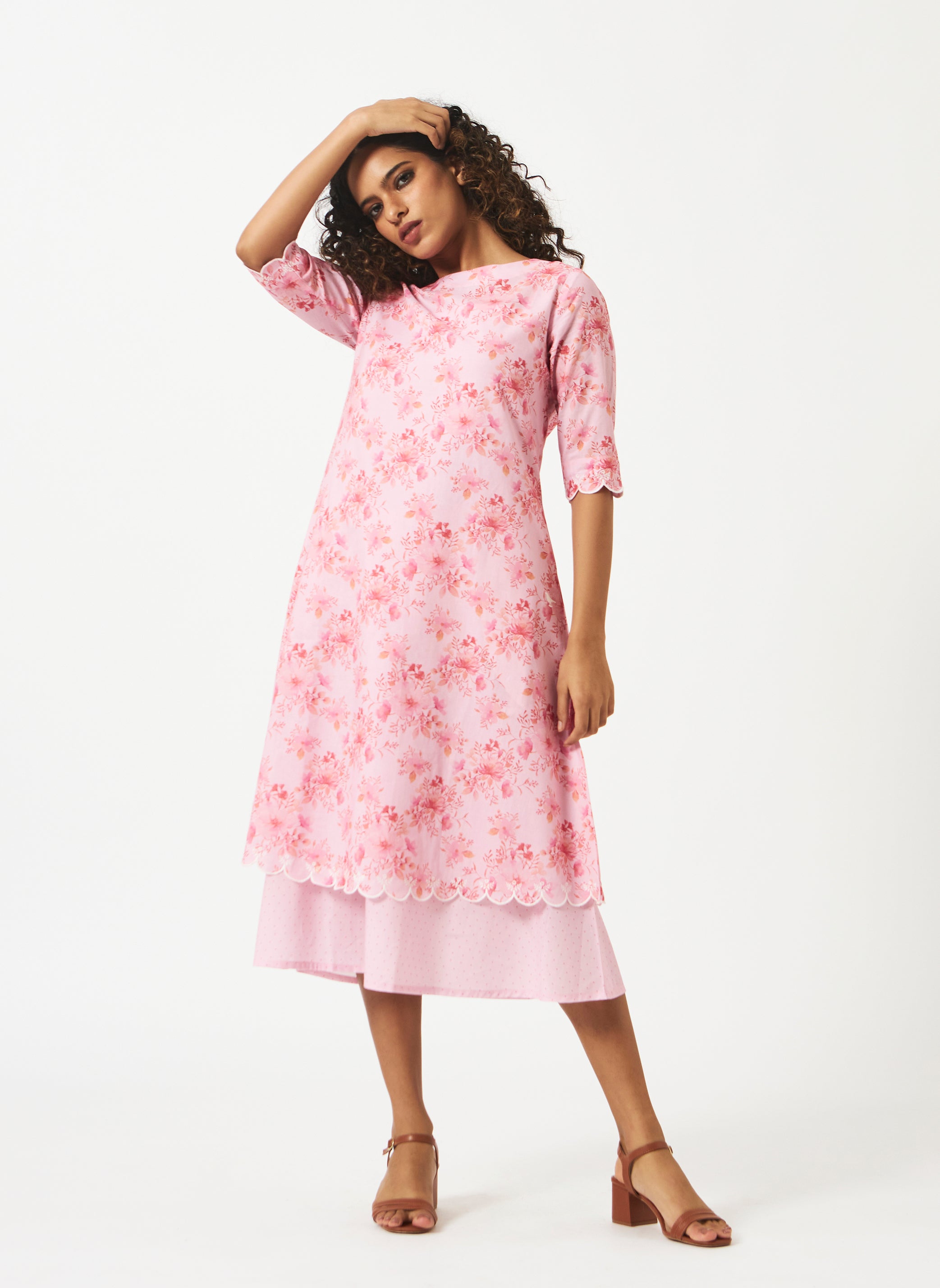 Organic Cotton digital printed Pink Dress-MSG06PFL