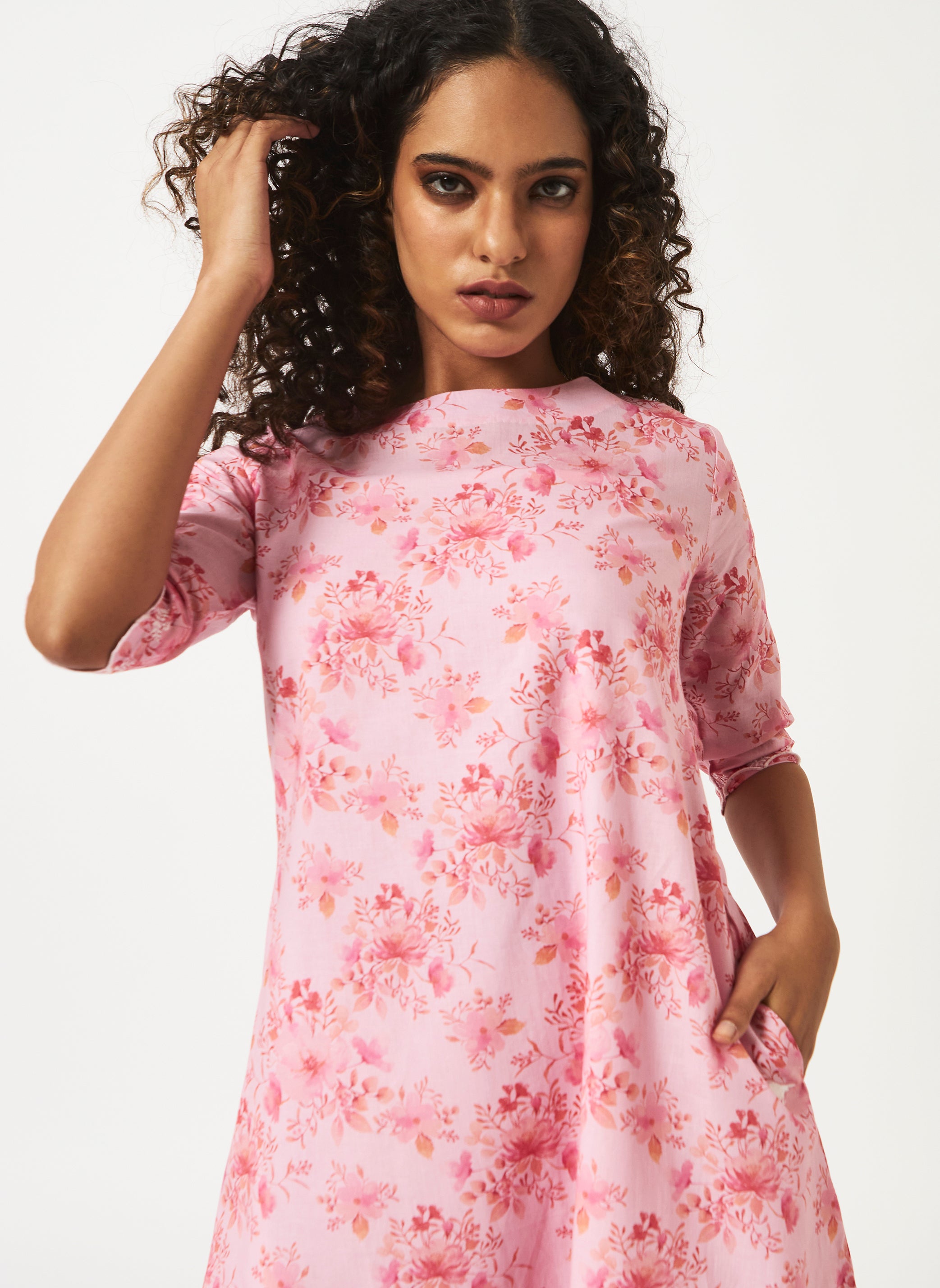 Organic Cotton digital printed Pink Dress-MSG06PFL