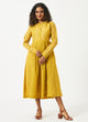 Organic Cotton Dobby Yellow Pleated Dress - MSG08BYLWDBY