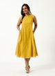 Organic Cotton Yellow Fabric Mixed Dobby Dress - MSG1037YLW